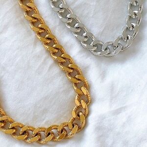 Aureum collective never worn chunky chain necklaces - silver and gold